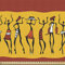 ABAKUHAUS afrikanisch Stoff als Meterware, Tanzende Stammesleute, Qualitäts Stoff Dekorativer Polster Heimtextilienstoff, 2M (148x200cm), Dunkelorange Gelb Schwarz