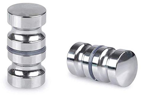 Maniglia di ricambio per porta doccia rotonda, in acciaio inox, cromata, 2 pezzi