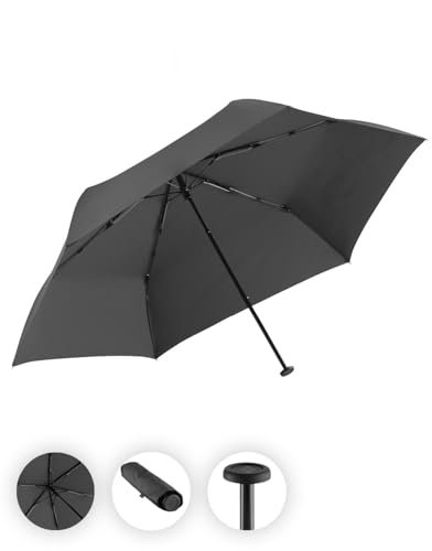 FARE Ultraleichter Mini-Taschenschirm Filigrain Only95 - Mit nur 95 Gramm der leichteste Regenschirm am Markt; Packmaß nur 20cm; perfekt für Jede Handtasche (Schwarz)