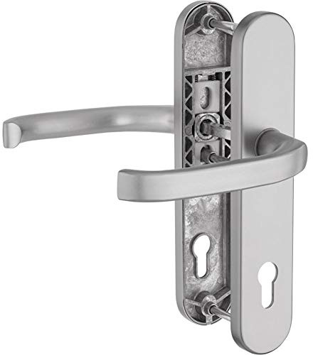 WeRo Schutzbeschlag für Haustüren Drücker/Drücker und Hochhaltefeder ALU-Silber F1