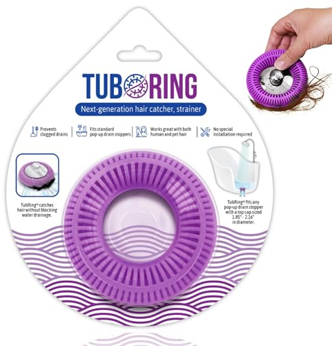 TUB RING The Ultimate Tub Drain Protector Hair Catcher/Strainer/Snare, Regular - Purple