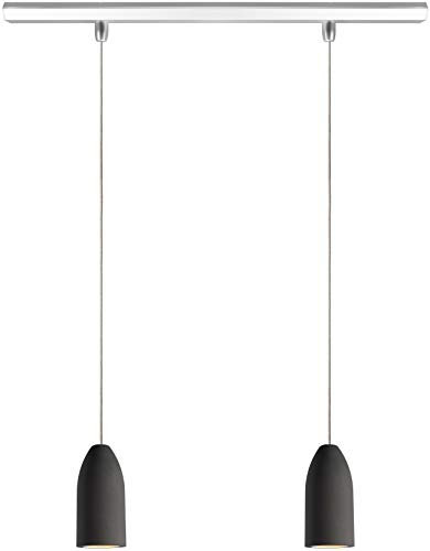 Buchenbusch urban design Deckenlampe 2 flammig dark edition, Beton Hängelampe Wohnzimmer mit Textilkabel Kiesel