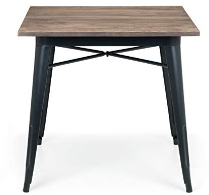 Der quadratische Julian Bowen Grafton Esstisch in Mokka-Ulme verfügt über ein industrielles und modernes Design