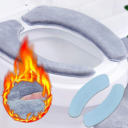 CHEPL Toilettensitzabdeckung 2 Paar WC-Sitzbezug Warme Universal WC-Sitz-Pad Waschbar Weich für Familie Hotel Badezimmer