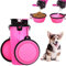 Voarge Gourde pour chien et nourriture avec 2 bol, récipient 2 en 1 double chambre pour marche, voyage portable pour animaux (rose)
