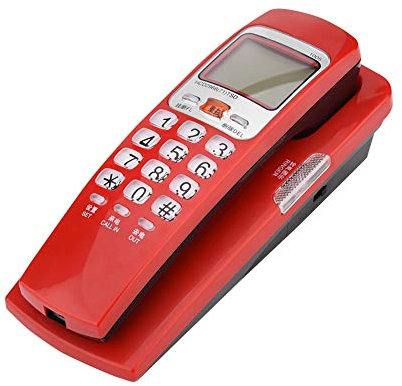 Yunir One-Button Redial Wall Telephone with Call Display, Landline Phone for Home (Red)