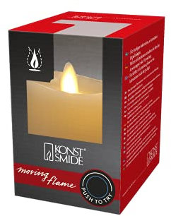 Konstsmide LED Echtwachskerze cremeweiß, 3D Flamme und geschmolzener Kante, glatte Wachsoberfläche, 5H Timer, 1 warm weiße Diode, batteriebetrieben, Innen, Batterie: 2 x AA 1, 5V (exkl.) - 1600-115