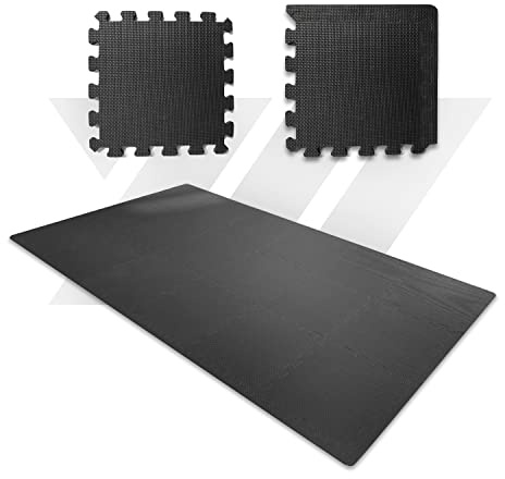 YM Puzzlematte für Fitnessstudio, 18 Stück, aus EVA-Schaumstoff, verschiedene Größen (Schwarz, 32)
