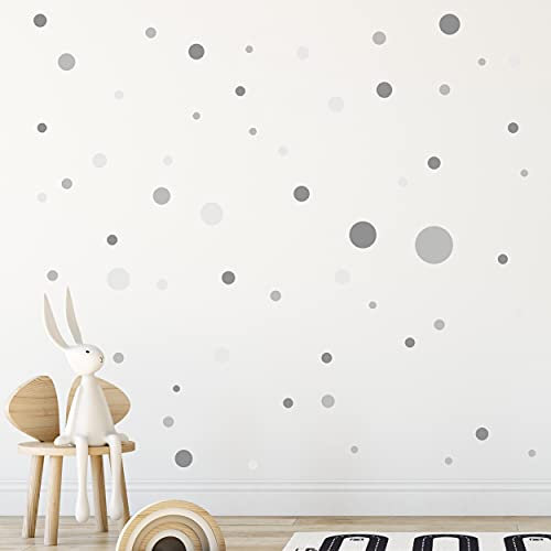 WANDKIND Kreise Set 120 Stück Wandtattoo für Babyzimmer V283 Aufkleber Sticker Kreis Wandaufkleber Kinderzimmer Punkte Dots Klebepunkte in verschiedenen Farben (Grau)