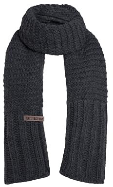 KNIT FACTORY - Alex Schal - Lange Strickschal - Mit grobmaschige Strickmuster - Aus Wolle - Für Damen und Herren - Anthrazit - 200 x 45 cm