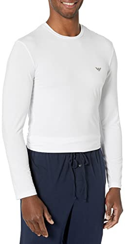 Emporio Armani Men's Soft Modal Long Sleeve Slim Fit T-shirt T Shirt, White, M UK