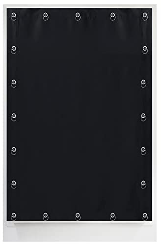 JMIATRY Temporary Blackout Blinds with Suction Cups, 198x130cm Adjustable Shades Thermal Insulated Drapes for Window, Storage Room, Bathroom and Basement or Travel Use, Black