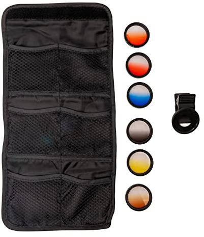 SYSTEM-S Farbfilter Set 37 mm 6 Stück mit Übergang Farbe Kit mit Clip Tasche in Schwarz