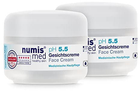 numis med Gesichtscreme ph 5.5-2x Hautberuhigende Tagescreme für sehr empfindliche & sensible Haut - vegane Gesichtspflege ohne Silikone, Parabene & Mineralöl - Hautpflege Gesicht Creme (2x 50 ml)