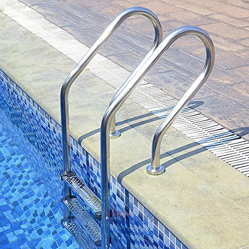 KCTOT Edelstahl Poolleiter 3 Stufen Badeleiter, Hochwertiges Tragbar Bootsleiter Schwimmbad Rutschfestem Pedal, Einstiegsleiter, 155x50x18cm