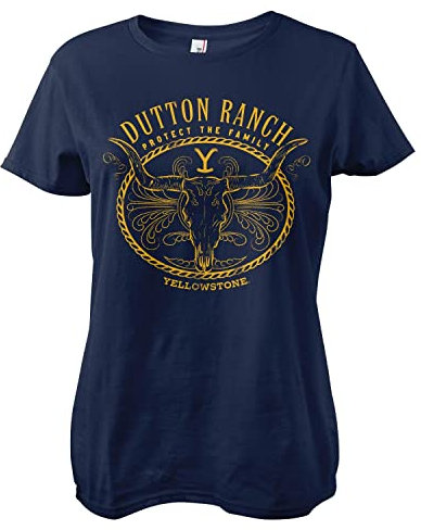 Yellowstone Offizielles Lizenzprodukt Protect The Family Damen T-Shirt (Marineblau), Groß