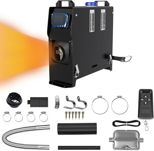 NAIZY Dieselheizung 12V Standheizung Diesel Lufterhitzer 8KW Air Diesel Heizung mit LCD-Bildschirm & Fernbedienung & Griffschalter Luft Dieselheizung für Auto LKW Wohnmobil Bus (Typ A, Schwarz)