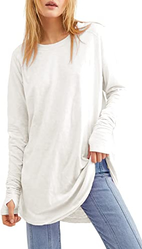 Ebifin Women‘s Sweatshirts Oversized Tops with Thumb Holes | Crew Neck, Long Sleeve, Loose Fit Tunic Shirts, Casual Long Jumpers