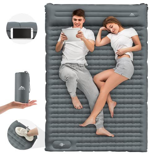 GGOV Isomatte Selbstaufblasend für Camping, 12 cm Höhe Bequeme Selbstaufblasende luftmatratze für Wandern, Ultraleicht Wasserdicht Luftmatratze Outdoor, mit Fußpresse Pumpe, Tragbar Kleines Packmass