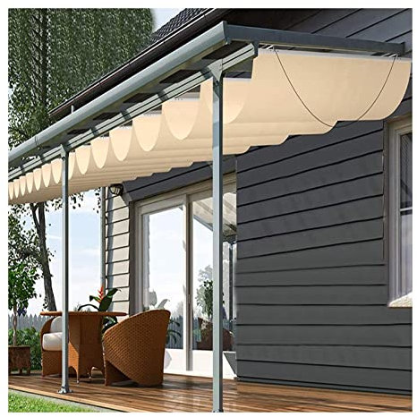 Pergola con Tetto Retrattile, Copertura per Ombra a baldacchino Retrattile, Tenda da Sole per Tetto Ondulato Scorrevole per Esterni, Copertura per Rete a Vela r