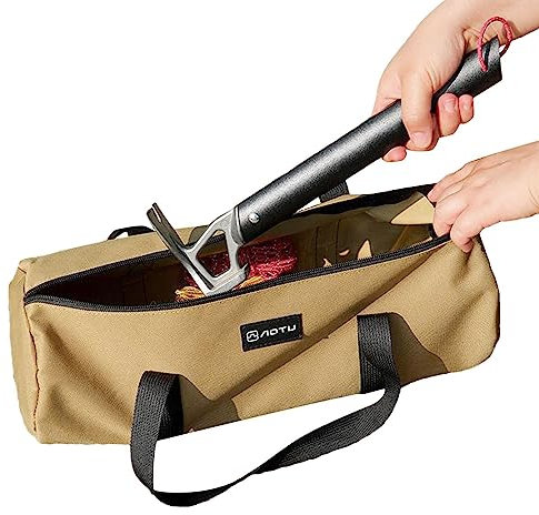 LINGJIONG Tent Peg Storage Bag Double Layer Heavy Duty Canvas Bag For Tent Stakes Storage Bag Heavy Duty Hammer Nail Pouch For Hiking Camping Tent Hammers
