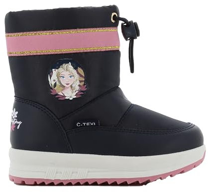 Disney FROZEN Stivali invernali da bambina dai 2 agli 8 anni, stivali da neve per bambini con motivo Anna ed Elsa, alte calde, impermeabili, ideali per le giornate di neve, Blu scuro, 24 EU