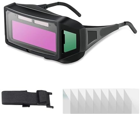 SUNJULY Welder Glasses, Safety Protective Solar Powered Auto Darkening Welding Goggles with Adjustable Shade Anti-glare Glasses for TIG MIG MMA Plasma