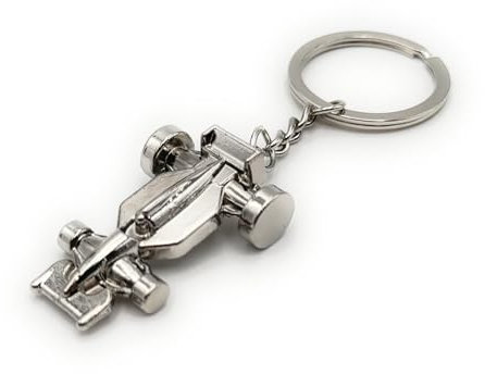 H-Customs F1 Auto Car Rennwagen Rennstrecke Schlüsselanhänger Anhänger aus Metall Silber