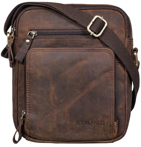 STILORD Darius Umhängetasche Herren Leder - DREI Hauptfächer - Kleine Messenger Bag Ledertasche Männer Handtasche - Kompaktes Raumwunder Vintage Stil Echtleder Farbe:Colorado - braun