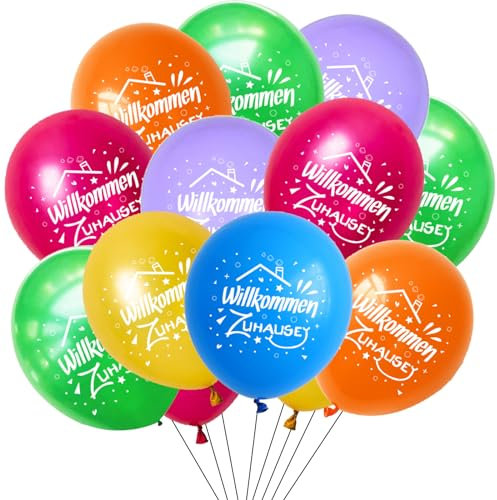 ALEGRE® Luftballons Willkommen Zuhause Deko, 20 Stück Herzlich Willkommen Zurück Ballon Bunte, Welcome Home Party Deko, Welcome Back Ballons für Baby Zurück, Hochzeit, Weinachten Deko, Silvester Deko