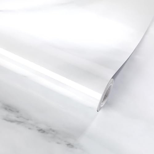 60cm X 1000cm White Marble Vinyl Wrap Sticky Back Plastic Contact Paper Self Adhesive Waterproof Pvc Upgrade Roll for Kitchen Worktop Bathroom Wallpaper Countertop Furniture Cupboards B