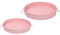 simpa Round 2PC Metal Colour Serving Trays Set with Handles, 30cm & 25cm Diameter Trays - Matt Pink