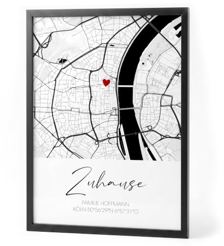 Papierschmiede® Einzugsgeschenk Bild für Haus und Wohnung 30x40 cm Personalisiertes Koordinaten Poster Landkarte Einweihungsgeschenk, Geschenke für Familie zum Einzug, ohne Rahmen