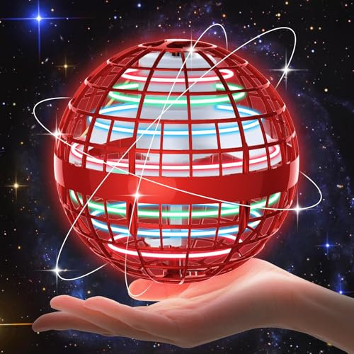 skicare 2025 Hover Ball Fliegender Ball, Flying Orb Ball Magische Spinnerin mit LED Licht Drohne für Kinder Boomerang Flugzeuge Spielzeug Geschenke für Jungen Mädchen Indoor Outdoor Fidget UFO (Rot)