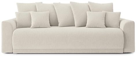 BAÏTA Sofa rechts, ausziehbar, Nova 3-Sitzer, aus Cordstoff, Beige