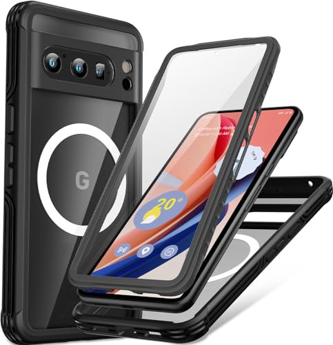 memumi Protección 360° para Google Pixel 8 Pro Funda de Protección Resistente contra Caídas con Protector de Pantalla Funda a Prueba de Golpes para Google Pixel 8 Pro Heavy Duty Case Negro