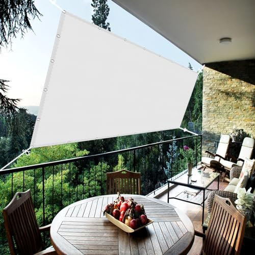 Sonnensegel Sonnenschutz 1.2 x 2.6 m Sunprotect Professional Sonnensegel Sonnenschutz Wetterschutz für Terrasse, Garten, Balkon, quadratisch, Weiß