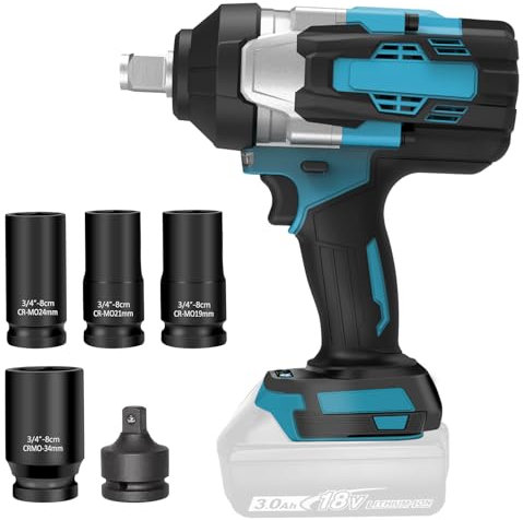 2000N.m Llave de impacto inalámbrica de para Makita 18v baterías 4.0Ah,Llave de impacto eléctrica de 3/4 de pulgada,Llave de impacto sin escobillas con alto par de apriete