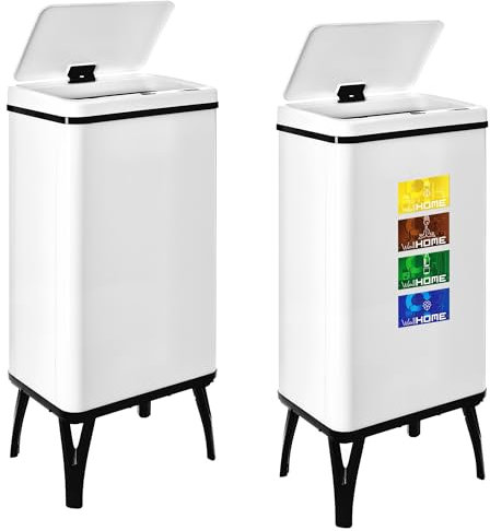 WELL HOME MOBILIARIO & DECORACIÓN 2 poubelles intelligentes de 50 l c/u, hauteur : 83,5 (x 35,5 x 26), blanc avec étiquettes magnétiques