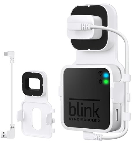 OFFCUP Wandhalterung für Blink Sync Modul 2, Kamera Halterung Stecker Wandhalterung Klammern Indoor Sicherheitskamera Schutzhülle Zubehör für Blink Kamerasystem mit Kurzen Kabeln