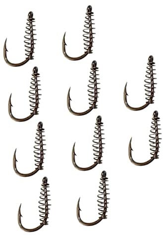 Gogogmee 10Pcs High-carbon Steel Spring Fishing Hooks Portable Silver Fishing Bait Hooks for Outdoor Fishing for River and Carp Fishing Accessories
