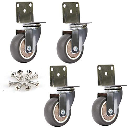L-förmige Blumenständer-Lenkrollen, Gummiräder, Möbelrollen, geräuschlose Räder mit Bremsen, rechtwinkliger Schreibtisch, kleine Seilrolle, Kinderbett-Lenkrollen, für leichte Möbel (Farbe: 4-schwenkba