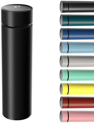 Homealexa Bouteille Isotherme en Acier Inoxydable 500ML, Bouteille Isotherme sous Vide avec Affichage de la Température Intelligent Température à Ecran LED Noir