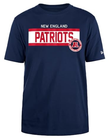 New England Patriots Unisex NFL Regular T-Shirt High Density Ink Screenprint Front Graphic New England Patriots Original Team Color T-Shirt (1er Pack)