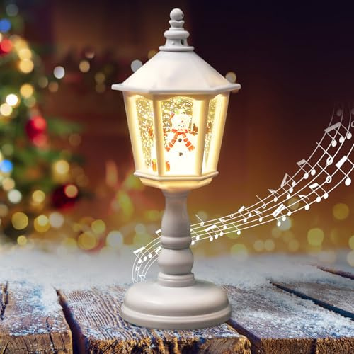 Weihnachtsdeko Laterne, Weihnachtslaterne, LED Weihnachts Schneekugel Laterne mit Musik und Licht,Weihnachtslaterne mit Schneegestöber Warmweißes LED Licht, Geschenk für Weihnachtsfeier,Heimdekoration