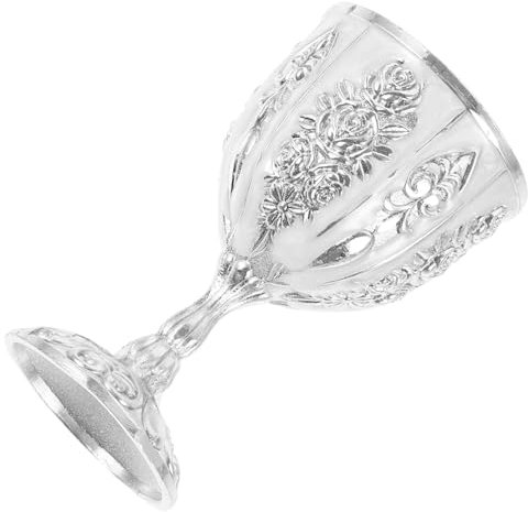 Cabilock 3 Piezas Copa de vino europea de alta tazas decorativas de plata copas de vino cáliz safe cup copa de vino de estilo europeo delicada copa retro Aleación de zinc Silver