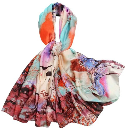 FAIRYGATE Schals & Tücher für Damen Seidenschal Seide Tuch Bunte Luxuriöse Schal Warm Weich als Stola für Abendkleid Seidentuch Halstuch 90 * 180 cm 82025