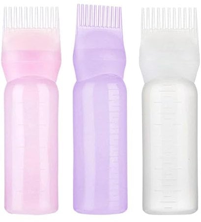 3PCS Root Comb Applicator, Scalp treat-ment Bottle, Root Comb Applicator Bottle Hair Dye, Hair Dye Brush Bottle, Hair Colour Brush Hair Oil Bottle Dyeing Shampoo Bottle Oil Comb Hair Tool Accessories
