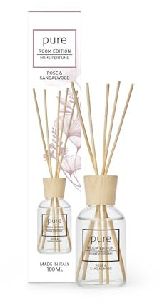 Pure Room - Raumduft Stäbchen 100ml | Rose & Sandelholz | Eleganter Duftspender aus Bio-Alkohol | Langanhaltender Raumerfrischer für Wohnung & Büro