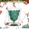 PRZRAO Tasse de Noël, 300ML Double Paroi Verre à Café Verres à Thé Verres à Boire Noël Tasse Avec Couvercle Double Paroi Lsolierglas